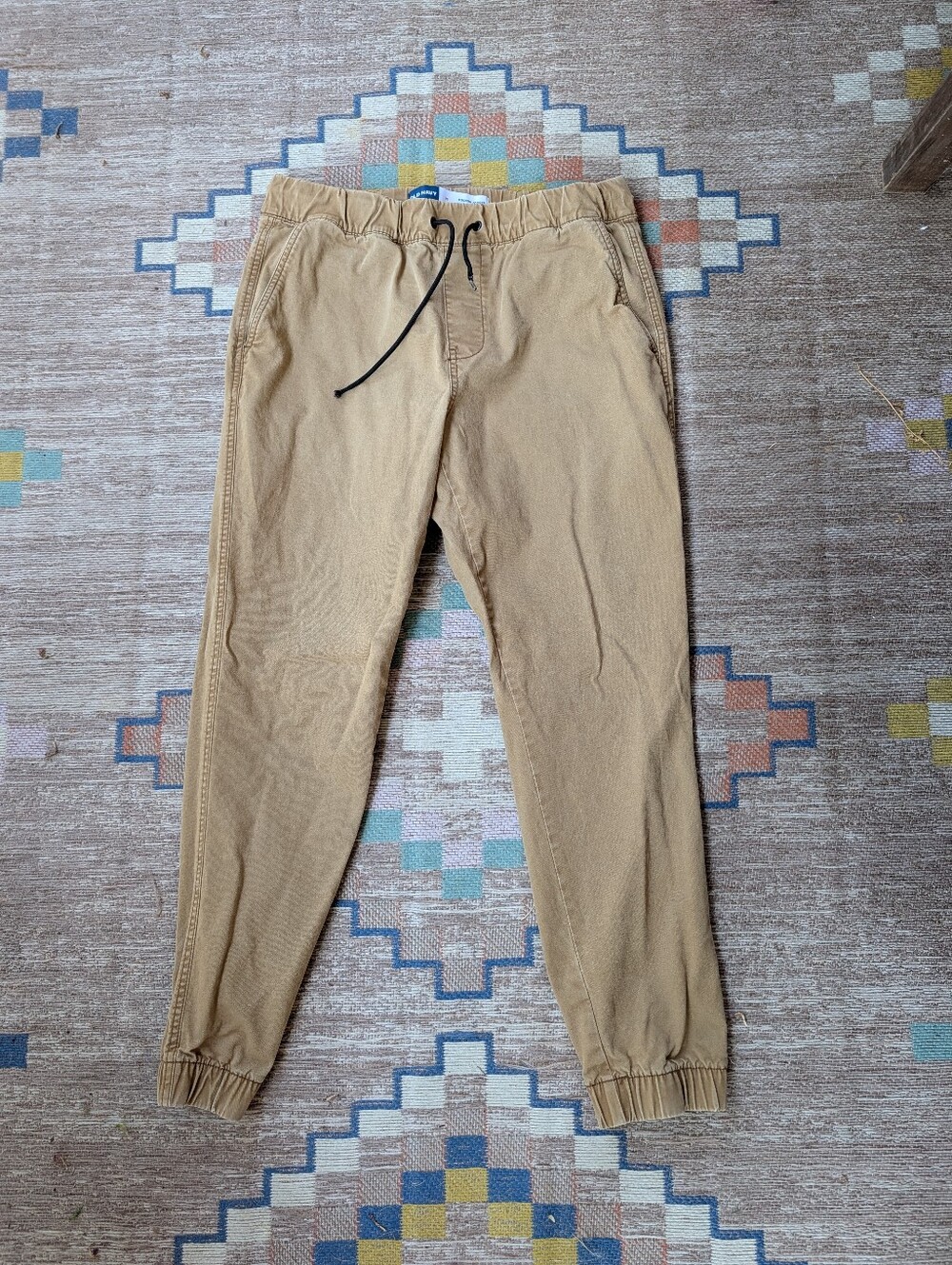 Old Navy Men's Tan Drawstring Jogger Pants with Elastic Cuffs